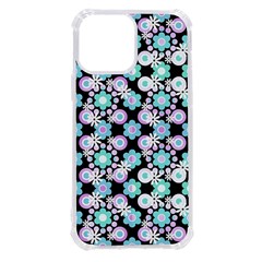Bitesize Flowers Pearls And Donuts Turquoise Lilac Black Iphone 13 Pro Max Tpu Uv Print Case by Mazipoodles