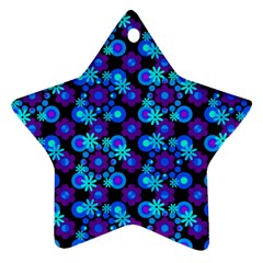 Bitesize Flowers Pearls And Donuts Purple Blue Black Ornament (star)