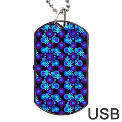 Bitesize Flowers Pearls And Donuts Purple Blue Black Dog Tag Usb Flash (one Side) by Mazipoodles