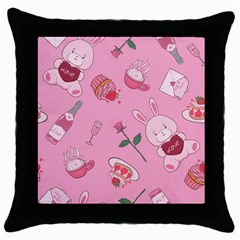 Valentine Pattern Throw Pillow Case (black) by designsbymallika