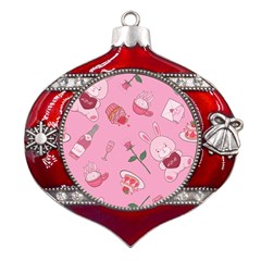 Valentine Pattern Metal Snowflake And Bell Red Ornament