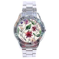 Floral Pattern Stainless Steel Analogue Watch by designsbymallika
