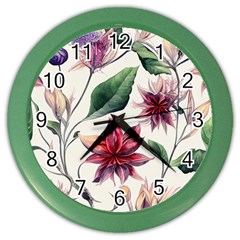 Floral Pattern Color Wall Clock by designsbymallika