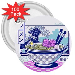 Ramen Kanji Vaporwave Artwork Minimalism 3  Buttons (100 Pack)  by Bangk1t