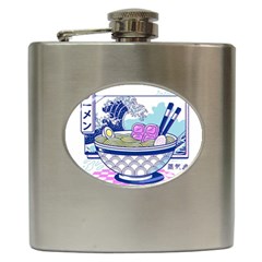 Ramen Kanji Vaporwave Artwork Minimalism Hip Flask (6 Oz) by Bangk1t