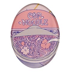 Ramen Kawaii Aesthetic Pink Oval Glass Fridge Magnet (4 Pack)