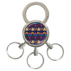 Pattern Colorful Aztec 3-ring Key Chain
