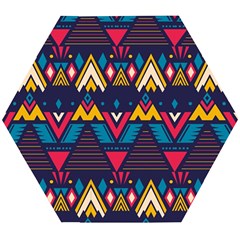 Pattern Colorful Aztec Wooden Puzzle Hexagon