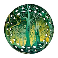 Nature Trees Forest Mystical Forest Jungle Round Filigree Ornament (two Sides)