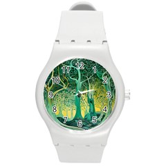 Nature Trees Forest Mystical Forest Jungle Round Plastic Sport Watch (m) by Ravend