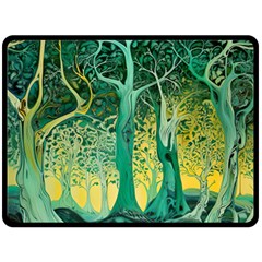 Nature Trees Forest Mystical Forest Jungle Two Sides Fleece Blanket (large)