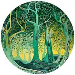 Nature Trees Forest Mystical Forest Jungle Wooden Puzzle Round