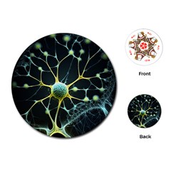 Ai Generated Neuron Network Connection Playing Cards Single Design (round)