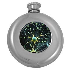 Ai Generated Neuron Network Connection Round Hip Flask (5 Oz)