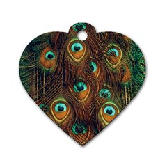 Peacock Feathers Dog Tag Heart (two Sides) by Ravend