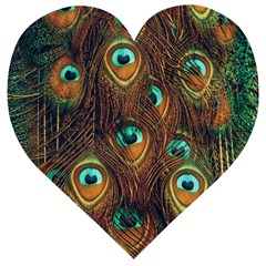 Peacock Feathers Wooden Puzzle Heart by Ravend