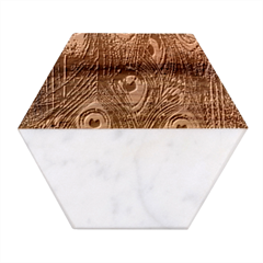 Peacock Feathers Marble Wood Coaster (hexagon)  by Ravend