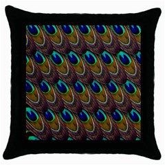 Peacock-feathers-bird-plumage Throw Pillow Case (black)