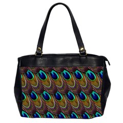 Peacock-feathers-bird-plumage Oversize Office Handbag (2 Sides)