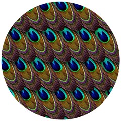 Peacock-feathers-bird-plumage Wooden Puzzle Round