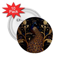 Peacock Plumage Bird Decorative Pattern Graceful 2 25  Buttons (10 Pack)  by Ravend