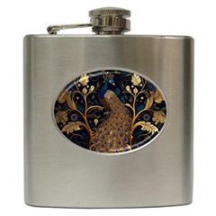 Peacock Plumage Bird Decorative Pattern Graceful Hip Flask (6 Oz)