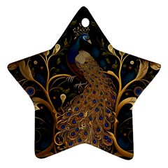 Peacock Plumage Bird Decorative Pattern Graceful Star Ornament (two Sides)