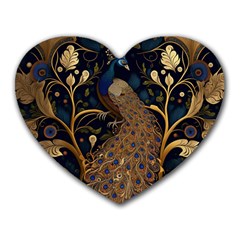 Peacock Plumage Bird Decorative Pattern Graceful Heart Mousepad by Ravend