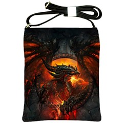 Dragon Art Fire Digital Fantasy Shoulder Sling Bag by Celenk