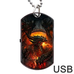 Dragon Art Fire Digital Fantasy Dog Tag Usb Flash (two Sides) by Celenk