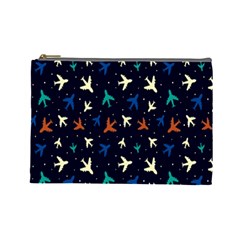 Blue Background Cute Airplanes Cosmetic Bag (large) by ConteMonfrey