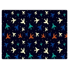 Blue Background Cute Airplanes Premium Plush Fleece Blanket (extra Small) by ConteMonfrey