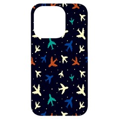 Blue Background Cute Airplanes Iphone 14 Pro Black Uv Print Case by ConteMonfrey