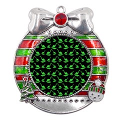 Our Dino Friends Metal X mas Ribbon With Red Crystal Round Ornament