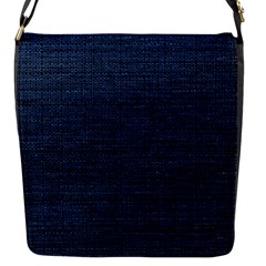 Digital Dark Blue Linen Flap Closure Messenger Bag (s) by ConteMonfrey