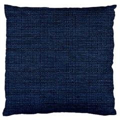 Digital Dark Blue Linen Large Premium Plush Fleece Cushion Case (two Sides) by ConteMonfrey