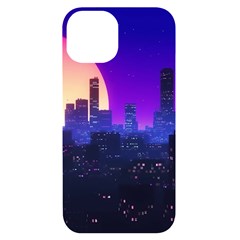 The Sun Night Music The City Background 80s, 80 s Synth Iphone 14 Black Uv Print Case by uniart180623