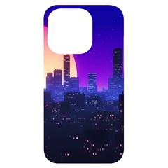 The Sun Night Music The City Background 80s, 80 s Synth Iphone 14 Pro Black Uv Print Case by uniart180623