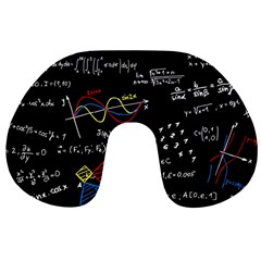 Black Background With Text Overlay Mathematics Formula Board Travel Neck Pillow by uniart180623