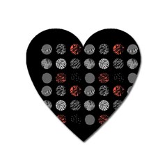 Black And Multicolored Polka Dot Artwork Digital Art Heart Magnet by uniart180623