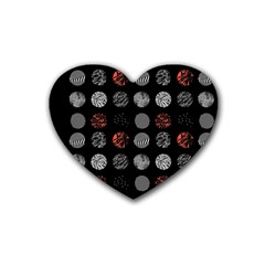 Black And Multicolored Polka Dot Artwork Digital Art Rubber Coaster (Heart)