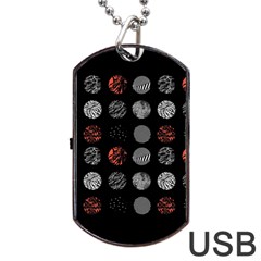 Black And Multicolored Polka Dot Artwork Digital Art Dog Tag Usb Flash (two Sides) by uniart180623