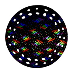 Rainbows Pixel Pattern Ornament (round Filigree) by uniart180623