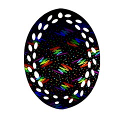 Rainbows Pixel Pattern Oval Filigree Ornament (two Sides) by uniart180623