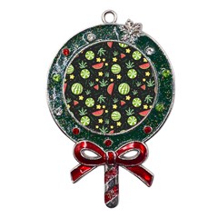 Watermelon Berries Patterns Pattern Metal X mas Lollipop With Crystal Ornament by uniart180623