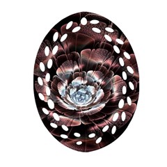 Flower Fractal Art Cool Petal Abstract Oval Filigree Ornament (two Sides) by uniart180623