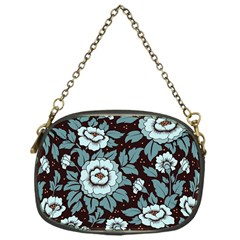 Vintage Floral Pattern Blue Damask Pattern Blue Vintage Chain Purse (One Side)