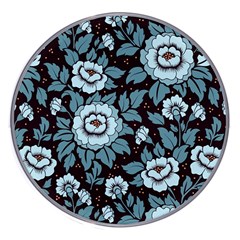 Vintage Floral Pattern Blue Damask Pattern Blue Vintage Wireless Fast Charger(White)