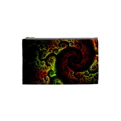 Green And Red Lights Wallpaper Fractal Digital Art Artwork Cosmetic Bag (small) by uniart180623