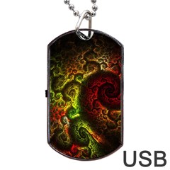 Green And Red Lights Wallpaper Fractal Digital Art Artwork Dog Tag Usb Flash (two Sides) by uniart180623